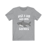 Just A Boy Who Loves Sharks Shirt, Shark Lover Shirt, Shark Shirt, Shark Lover Gift, Animal Shirt Image 3