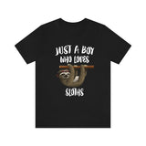 Just A Boy Who Loves Sloths Shirt, Sloth Lover Shirt, Sloth Shirt, Sloth Lover Gift, Animal Shirt Image 2