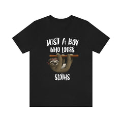 Just a boy who loves sloths slow rainforest tropical mammal tee