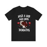 Just A Boy Who Loves Turkeys Bird Shirt, Turkey Lover Shirt, Turkey Shirt, Turkey Lover Gift, Animal Shirt Image 1