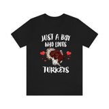 Just A Boy Who Loves Turkeys Bird Shirt, Turkey Lover Shirt, Turkey Shirt, Turkey Lover Gift, Animal Shirt Image 1