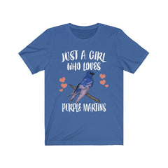 Just A Girl Who Loves Purple Martins Shirt - Purple Martin print design