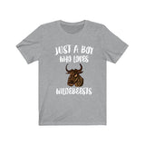 Just A Boy Who Loves Wildebeests Shirt, Wildebeest Lover Shirt, Wildebeest Shirt, Wildebeest Lover Gift, Animal Shirt Image 1