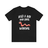 Just A Boy Who Loves Worms Shirt, Worm Lover Shirt, Worm Shirt, Worm Lover Gift, Animal Shirt Image 1