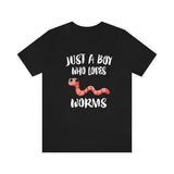Just A Boy Who Loves Worms Shirt, Worm Lover Shirt, Worm Shirt, Worm Lover Gift, Animal Shirt Image 1