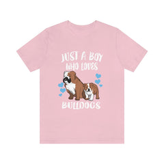 Just A Boy Who Loves Bulldogs Dogs Shirt - bulldog print design