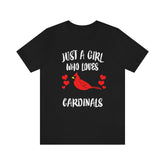 Just A Girl Who Loves Cardinals Birds Shirt, Cardinal Lover Shirt, Birding Gift, Cardinal Bird Shirt, Adult Toddler Kids Gift T-Shirt Image 1