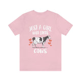 Just A Girl Who Loves Cows Shirt, Cow Lover Shirt, Cow Gift, Cow Shirt, Adult Kids Animal T-Shirt Image 2