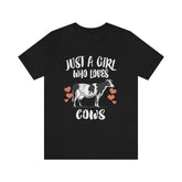 Just A Girl Who Loves Cows Shirt, Cow Lover Shirt, Cow Gift, Cow Shirt, Adult Kids Animal T-Shirt Image 1