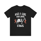 Just A Girl Who Loves Cows Shirt, Cow Lover Shirt, Cow Gift, Cow Shirt, Adult Kids Animal T-Shirt Image 1