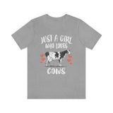 Just A Girl Who Loves Cows Shirt, Cow Lover Shirt, Cow Gift, Cow Shirt, Adult Kids Animal T-Shirt Image 3