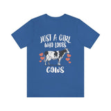 Just A Girl Who Loves Cows Shirt, Cow Lover Shirt, Cow Gift, Cow Shirt, Adult Kids Animal T-Shirt Image 4