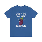 Just A Boy Who Loves Eggplants Shirt, Eggplant Lover Shirt, Vegetable Shirt, Vegan Gift, Animal Adult Kids T-Shirt Image 1