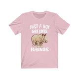 Just A Boy Who Loves Rhinos Shirt, Rhino Lover Shirt, Rhino Shirt, Rhino Gift, Animal Adult Kids T-Shirt Image 4