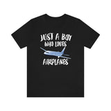 Just A Boy Who Loves Airplanes Shirt, Airplanes Lover Shirt, Airplanes Shirt, Airplanes Gift, Adult Kids T-Shirt Image 1
