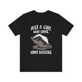 Just A Girl Who Loves Honey Badgers Shirt, Honey Badger Lover Shirt, Honey Badger Gift, Badger Shirt, Adult Kids Animal T-Shirt Image 3