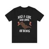 Just A Girl Who Loves Otters Shirt, Otter Lover Shirt, Otter Gift, Cute Otter Shirt, Adult Kids Animal T-Shirt Image 2