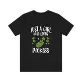 Just A Girl Who Loves Pickles Shirt, Pickle Lover Shirt, Vegan Gift, Vegetable Shirt, Adult Kids Animal T-Shirt Image 1