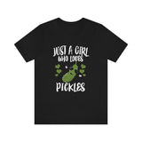 Just A Girl Who Loves Pickles Shirt, Pickle Lover Shirt, Vegan Gift, Vegetable Shirt, Adult Kids Animal T-Shirt Image 1