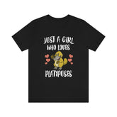 Just A Girl Who Loves Platypuses Shirt, Platypus Lover Shirt, Platypus Gift, Platypus Shirt, Animal Shirt, Adult Kids Animal T-Shirt Image 1