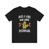 Just A Girl Who Loves Platypuses Shirt, Platypus Lover Shirt, Platypus Gift, Platypus Shirt, Animal Shirt, Adult Kids Animal T-Shirt Image 1