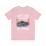 Just A Girl Who Loves Sea Otters Shirt, Sea Otter Lover Shirt, Sea Otter Gift, Otter Shirt, Adult Kids Animal T-Shirt Image 4