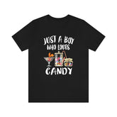 Just A Boy Who Loves Candy Shirt, Candy Lover Shirt, Candy Shirt, Candy Gift, Adult Kids T-Shirt Image 1