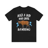 Just A Boy Who Loves Banteng Cow Shirt, Banteng Cow Lover Shirt, Cow Shirt, Cow Lover Gift, Animal Adult Toddler Kids T-Shirt Image 1