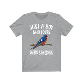Just A Boy Who Loves Barn Swallows Shirt, Swallow Lover Shirt, Birding Shirt, Bird Lover Gift, Animal Adult Toddler Kids T-Shirt Image 1