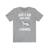 Just A Boy Who Loves Coyotes Shirt, Coyote Lover Shirt, Coyote Shirt, Coyote Lover Gift, Animal Adult Kids T-Shirt Image 3