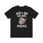 Just A Boy Who Loves Discus Fish Shirt, Discus Lover Shirt, Discus Fish Shirt, Aquarium Lover Gift, Animal Adult Kids T-Shirt Image 1