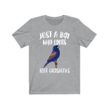 Just A Boy Who Loves Blue Grosbeaks Shirt, Blue Grosbeak Lover Shirt, Birding Shirt, Bird Lover Gift, Animal Adult Toddler Kids T-Shirt Image 1