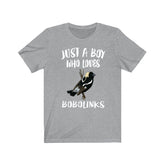 Just A Boy Who Loves Bobolinks Bird Shirt, Blackbird Lover Shirt, Bobolink Shirt, Bird Lover Gift, Animal Adult Toddler Kids T-Shirt Image 1