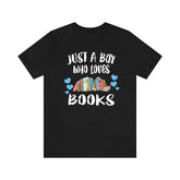 Just A Boy Who Loves Books Shirt, Book Lover Shirt, Book Shirt, Book Lover Gift, Animal Adult Toddler Kids T-Shirt Image 1