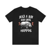 Just A Boy Who Loves Hippos Shirt, Hippo Lover Shirt, Hippo Shirt, Hippo Lover Gift, Animal Adult Kids T-Shirt Image 1