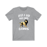 Just A Boy Who Loves Lions Shirt, Lion Lover Shirt, Lion Shirt, Lion Lover Gift, Animal Adult Kids T-Shirt Image 1