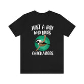 Just A Boy Who Loves Chickadees Shirt, Chickadee Lover Shirt, Birding Shirt, Chickadee Shirt, Bird Lover Gift, Animal Adult Kids T-Shirt Image 1