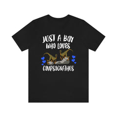 Just a boy who loves compsognathus tiny Jurassic theropod tee