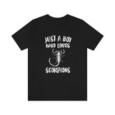 Just A Boy Who Loves Scorpions Shirt, Scorpion Lover Shirt, Scorpion Shirt, Scorpion Lover Gift, Animal Adult Kids T-Shirt Image 1