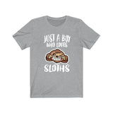Just A Boy Who Loves Sloths Shirt, Sloth Lover Shirt, Sloth Shirt, Sloth Lover Gift, Animal Adult Kids T-Shirt Image 1