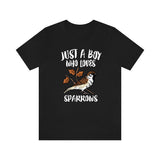 Just A Boy Who Loves Sparrows Birds Shirt, Sparrow Lover Shirt, Birding Shirt, Sparrow Lover Gift, Animal Adult Kids T-Shirt Image 2
