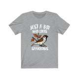 Just A Boy Who Loves Sparrows Birds Shirt, Sparrow Lover Shirt, Birding Shirt, Sparrow Lover Gift, Animal Adult Kids T-Shirt Image 1