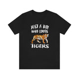 Just A Boy Who Loves Tigers Shirt, Tiger Lover Shirt, Tiger Shirt, Tiger Lover Gift, Animal Adult Kids T-Shirt Image 1