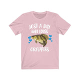 Just A Boy Who Loves Crappies Fish Shirt, Crappie Lover Shirt, Fish Shirt, Fish Lover Gift, Animal Adult Kids T-Shirt Image 4