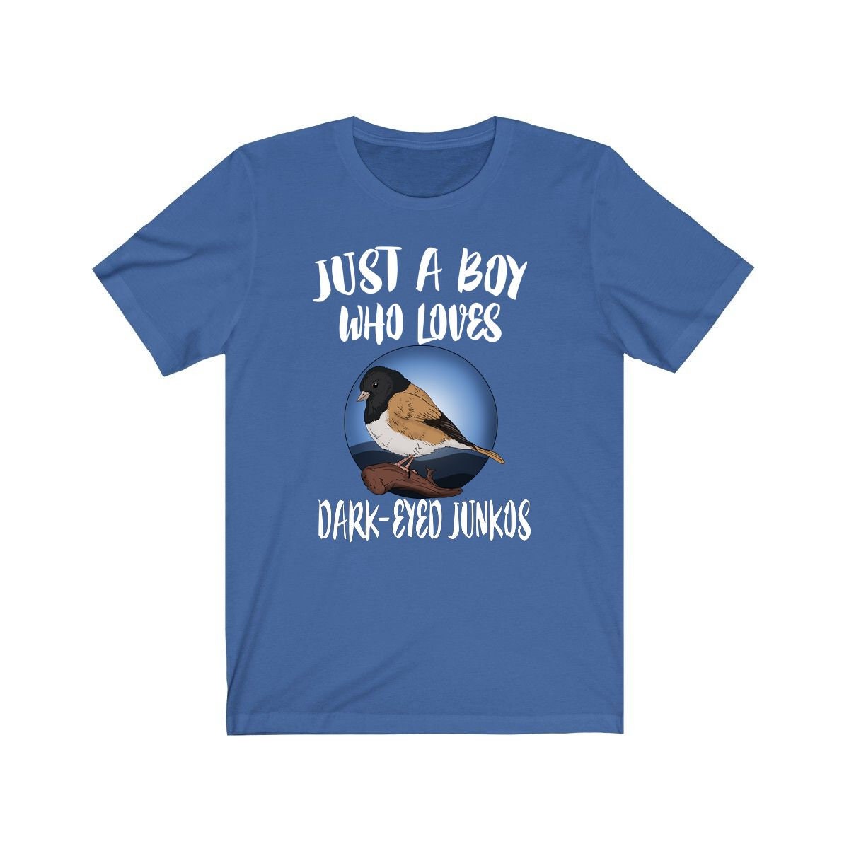 Just a boy who loves dark eyed juncos snowbird winter sparrow tee