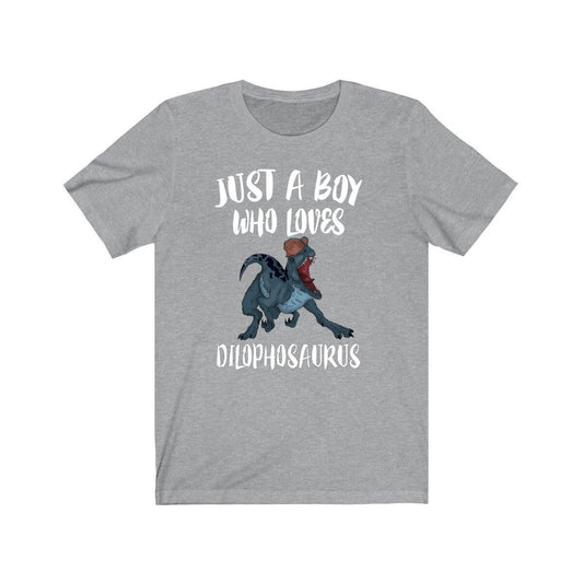 Just a boy who loves dilophosaurus crested Jurassic dinosaur tee