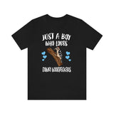Just A Boy Who Loves Downy Woodpeckers Shirt, Woodpecker Lover Shirt, Birding Shirt, Bird Gift, Animal Adult Kids T-Shirt Image 1