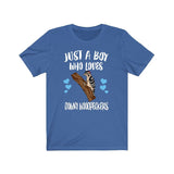 Just A Boy Who Loves Downy Woodpeckers Shirt, Woodpecker Lover Shirt, Birding Shirt, Bird Gift, Animal Adult Kids T-Shirt Image 3