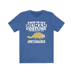 This is my human costume I am really an ankylosaurus armored dino tee