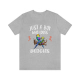 Just A Boy Who Loves Budgies, Shirt, Budgies Lover Gift, Budgie Owner Shirt, Birds Animal Lover Adult Toddler Infant Kids Gift T-Shirt Image 3